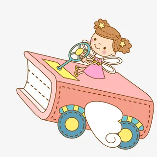 卡通乘坐书籍的儿童人物免抠