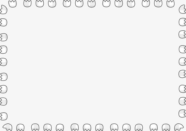 可爱黑色卡通花朵边框免抠