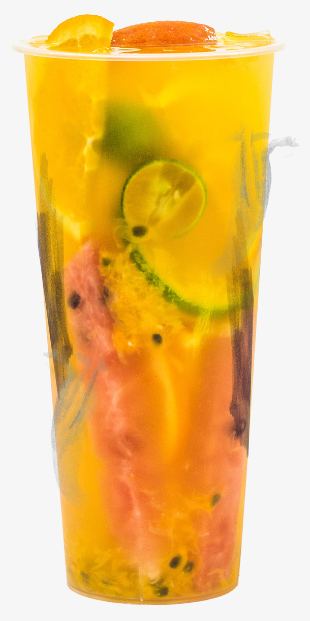 柠檬百香果奶茶免抠