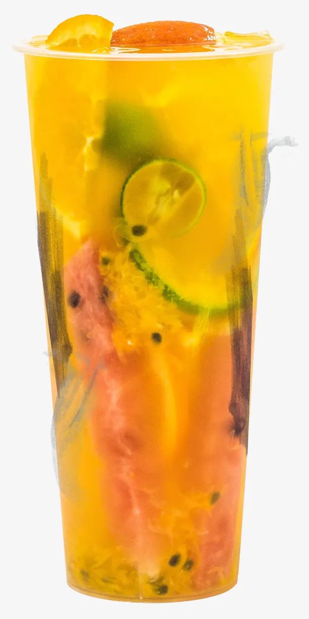 柠檬百香果奶茶免抠