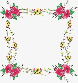 粉色浪漫花藤边框免抠