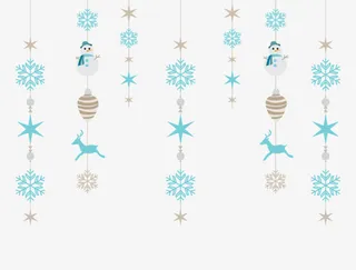 创意手绘合成雪花驯鹿雪人免抠