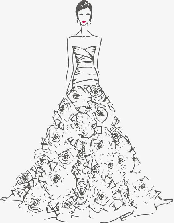 婚纱模特长裙礼服免抠