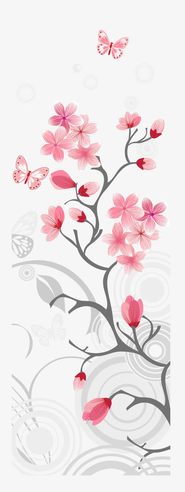 樱花树枝樱花瓣免抠