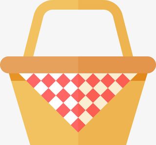 黄色扁平聚餐篮子免抠