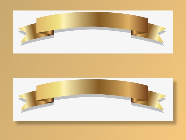 金色的丝带图免抠标签元素