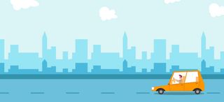 手绘汽车高楼背景高清