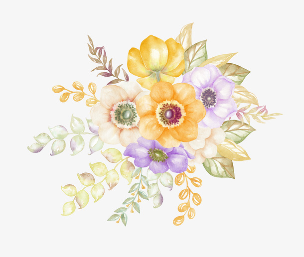 水彩花朵免抠