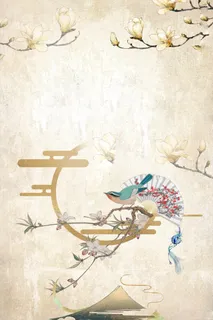 富贵喜鹊玉兰背景素材高清