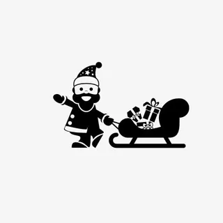 圣诞老人和雪橇车图标免抠