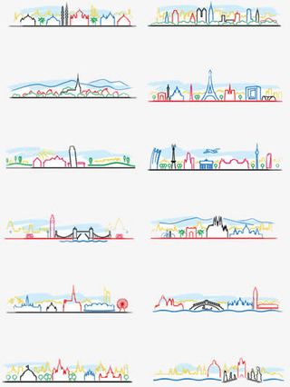 城市简笔画免抠