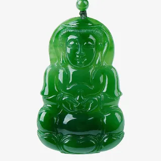 翡翠观音碧玉吊坠免抠