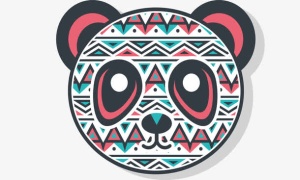 红绿色花纹熊猫头免抠