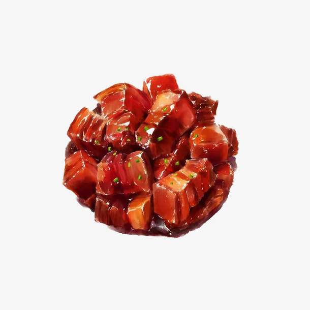 中国风传统美食餐饮手绘红烧肉P免抠