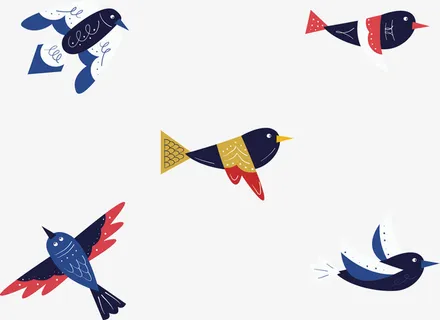 复古风春天小鸟边框免抠