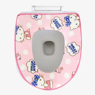 俯拍粉色卡通马桶垫免抠