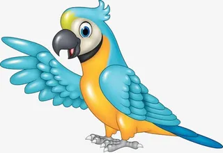 蓝色鹦鹉打招呼免抠