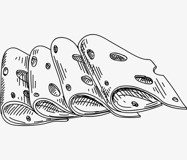 手绘卡通四片奶酪片免抠