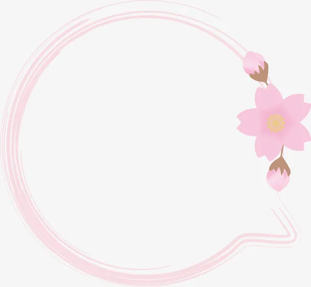 春天粉色花朵对话框免抠