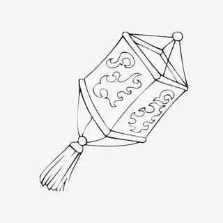 花纹装饰长方形灯笼免抠