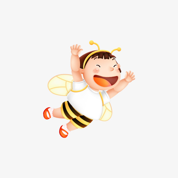 卡通飞翔的小女孩免抠