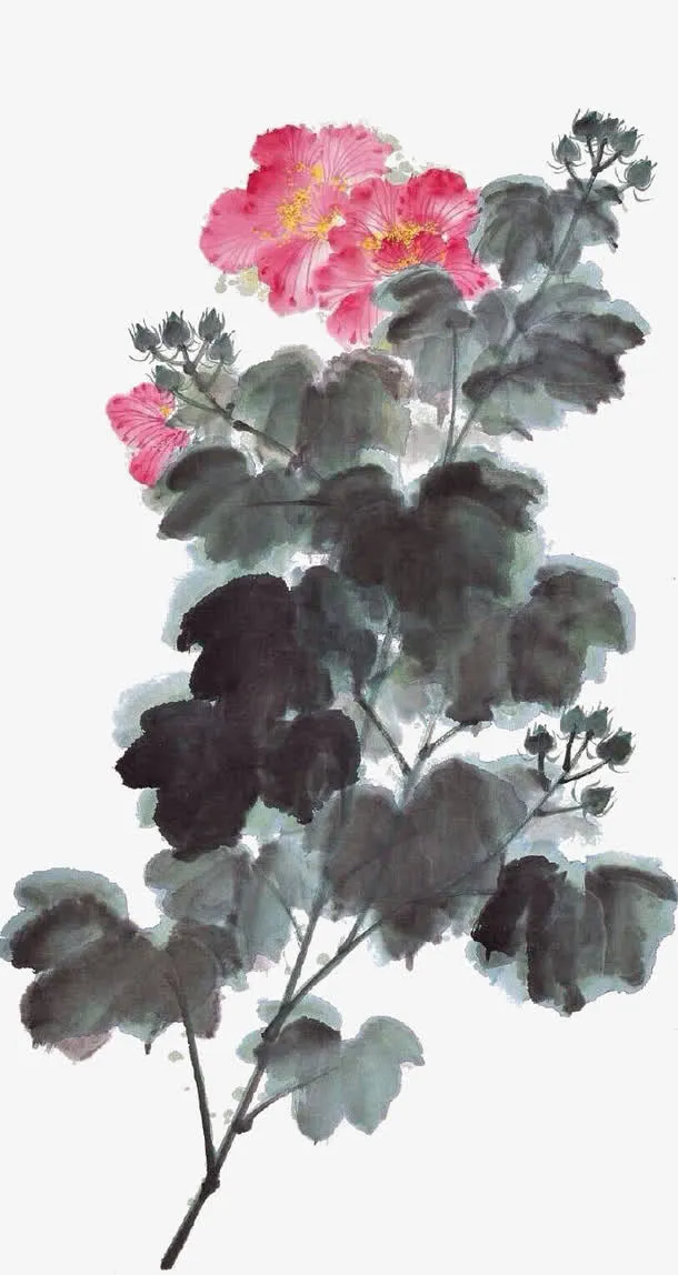 红色杜鹃花免抠