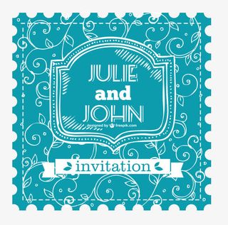 清新蓝色婚礼邀请函素材免抠