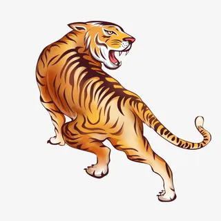 虎年国潮插画素材免抠