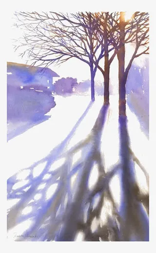 卡通水彩树枝免抠