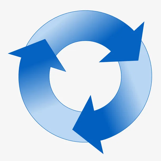 蓝色渐变回旋箭头免抠