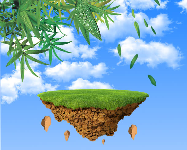 天使漂浮岛屿免抠背景卡通/手绘元素