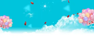 夏季清爽蓝天白云热气球背景高清