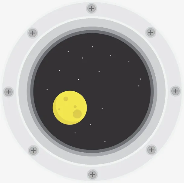 灰色简约太空舱窗口免抠