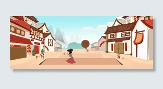 中国风年货街背景图高清
