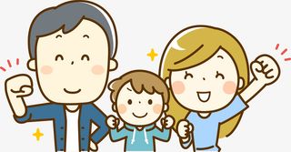 一家三口振臂欢呼免抠