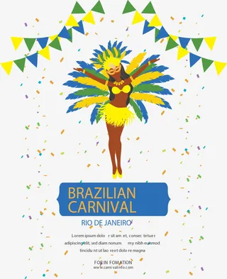 彩色羽毛巴西女郎免抠