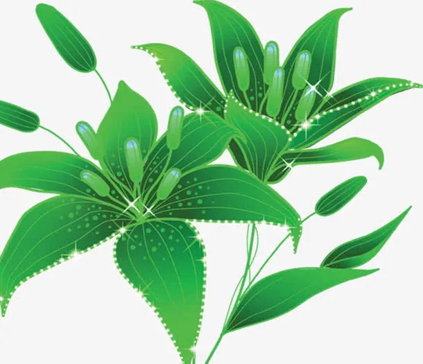 绿色春天可爱花朵设计免抠