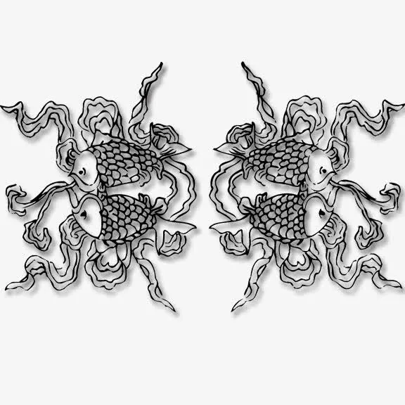 刺绣花纹  中国风 黑白色免抠