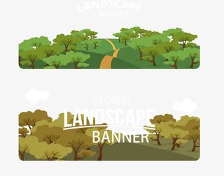 2款卡通森林风景矢量免抠