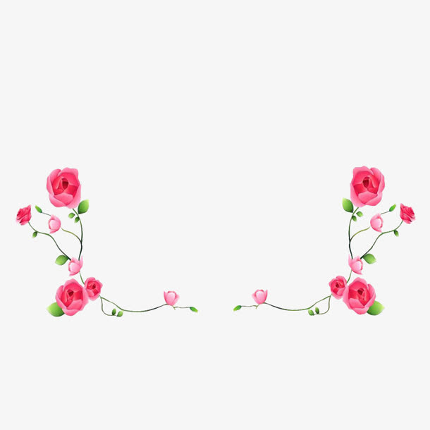 红色花卉菜单花边免抠