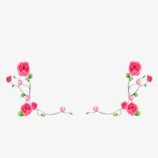 红色花卉菜单花边免抠