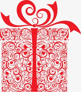 中国风红色礼盒花纹免抠