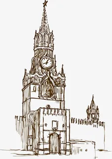 手绘欧式建筑免抠