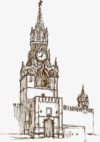 手绘欧式建筑免抠