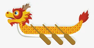 手绘端午节装饰插图划龙舟插画免抠