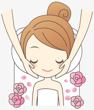 卡通可爱女孩脸部按摩护肤免抠
