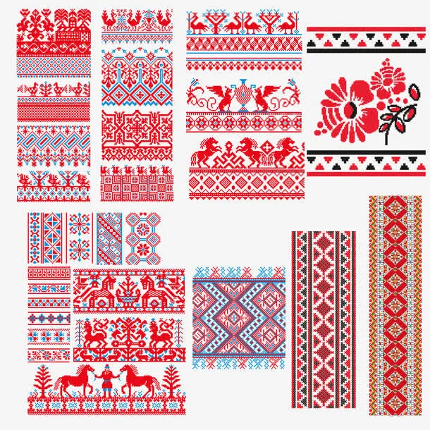 刺绣图案矢量素材免抠