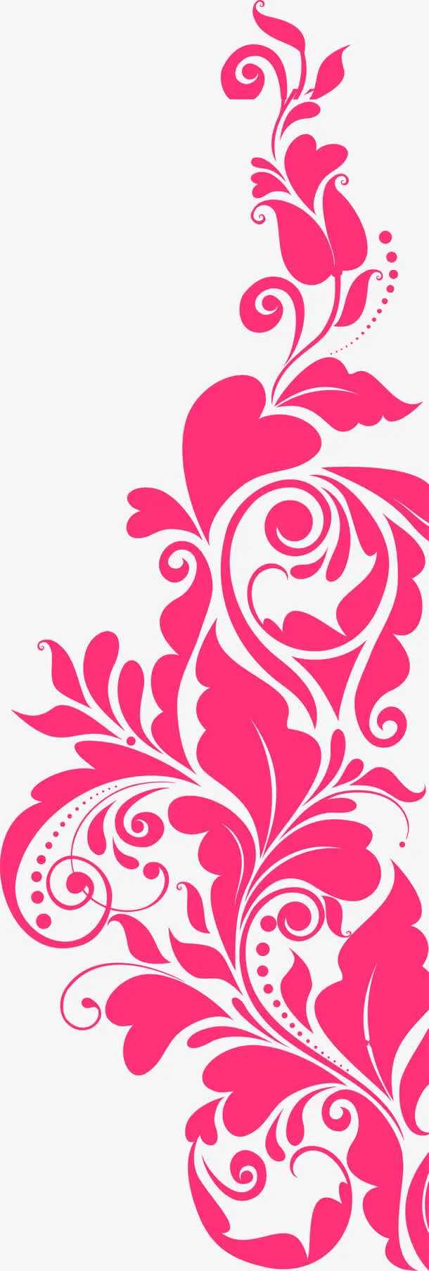 粉色玫瑰花纹手绘人物免抠