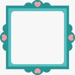 矢量绿色爱心边框免抠