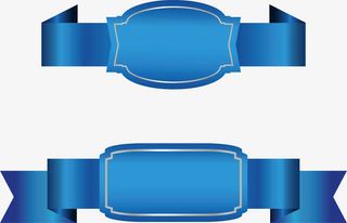 蓝色彩带标题框免抠